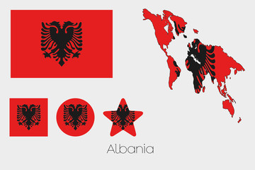 Multiple Shapes Set with the Flag of Albania