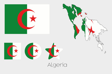 Multiple Shapes Set with the Flag of Algeria