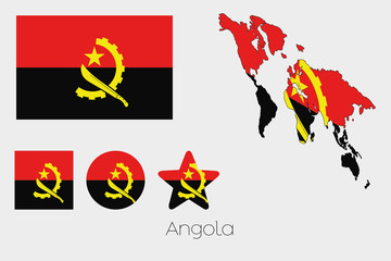 Multiple Shapes Set with the Flag of Angola