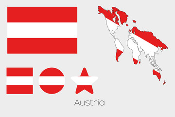 Multiple Shapes Set with the Flag of Austria