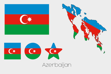 Multiple Shapes Set with the Flag of Azerbaijan