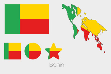 Multiple Shapes Set with the Flag of Benin