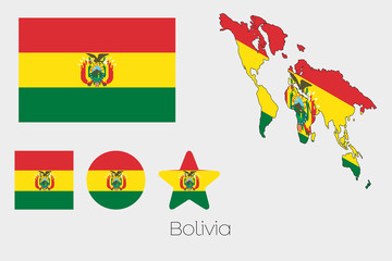 Multiple Shapes Set with the Flag of Bolivia
