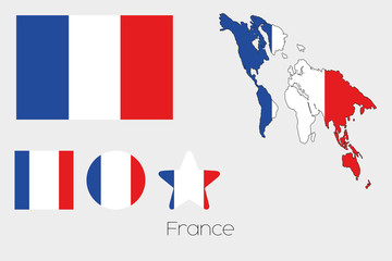 Multiple Shapes Set with the Flag of France