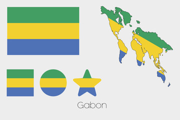 Multiple Shapes Set with the Flag of Gabon