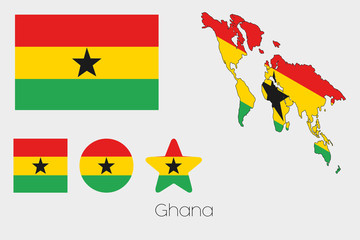 Multiple Shapes Set with the Flag of Ghana