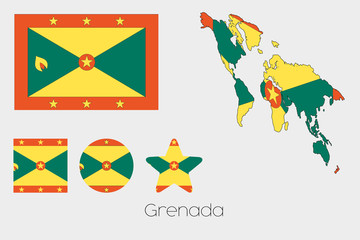 Multiple Shapes Set with the Flag of Grenada