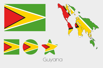 Multiple Shapes Set with the Flag of Guyana