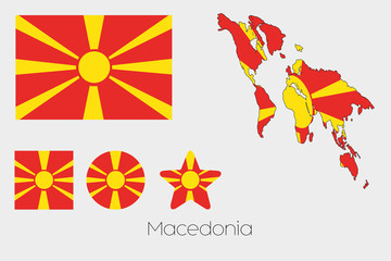 Multiple Shapes Set with the Flag of Macedonia