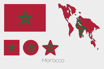Multiple Shapes Set with the Flag of Morocco