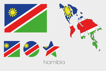 Multiple Shapes Set with the Flag of Namibia