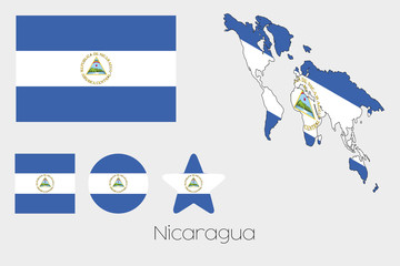 Multiple Shapes Set with the Flag of Nicaragua