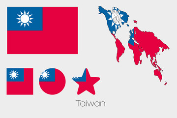 Multiple Shapes Set with the Flag of Taiwan