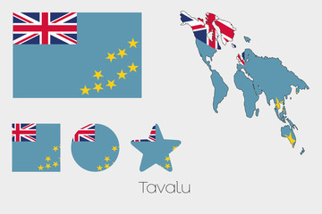 Multiple Shapes Set with the Flag of Tavalu