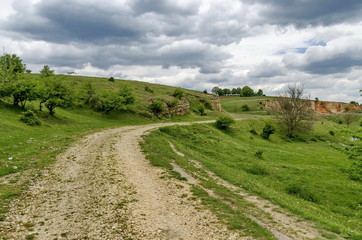 Dirt road to stone-pit in Zavet town, Bulgaria