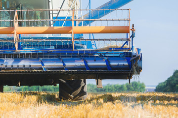 Combine harvester working