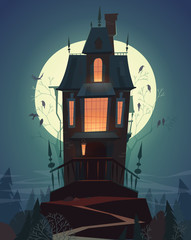 Naklejka premium Happy Halloween card \ background \ poster. Vector illustration.