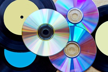 Vinyl record discs ans CD background