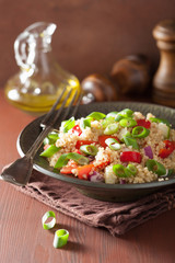 healthy quinoa salad with tomato cucumber onion chives