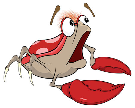 Cute red crab  illustration. Cartoon