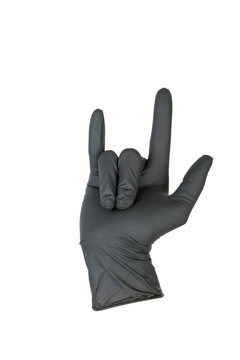Black Surgical Latex Glove. Stock Image macro.