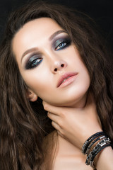 Obraz premium Beauty portrait of young woman with fashion make-up.