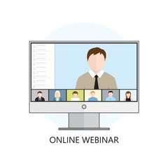 Flat design colorful vector illustration concept for webinar, on