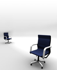 Two Office Chairs on a white back drop, Illustrating job separation 