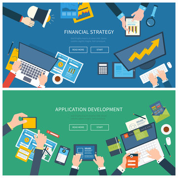 Flat design illustration concepts for business analysis