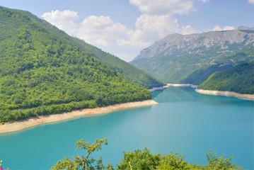 Beautiful Pivsko Lake near Pluzine town, Montenegro.