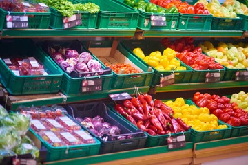 Crédence de cuisine en verre imprimé Légumes légumes de supermarché