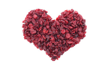 Fototapeta na wymiar Dried cranberries in a heart shape