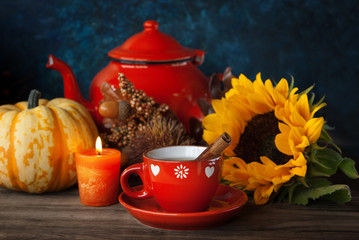 Tea and autumn decor