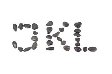 stone alphabet from black stones