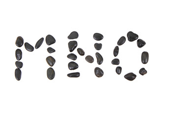 stone alphabet from black stones