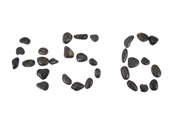 stone alphabet from black stones