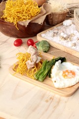 Fried noodle of pork and gravy - chinese food.