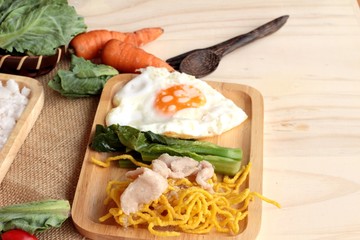 Fried noodle of pork and gravy - chinese food.