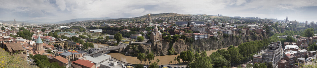 Fototapeta na wymiar Panoramic view of Tbilisi town. Georgia