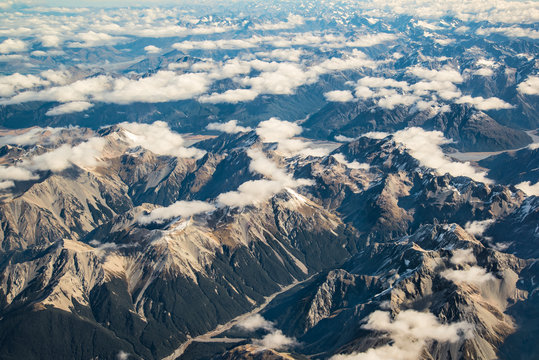 Aerial view of Southern Alps , South Island New Zealand
