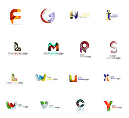 Set of colorful abstract letter corporate logos created with