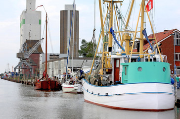 ships in the port town of Husum, Germany