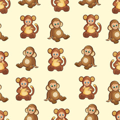 Seamless Background with baby dressed like monkey