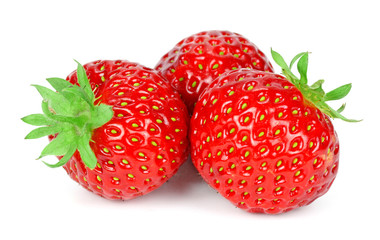 strawberries close up on white background