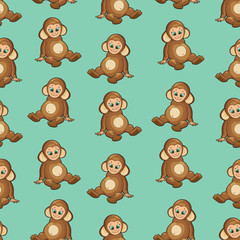 Seamless Background with baby dressed like monkey