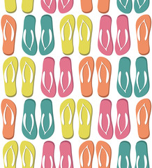 Seamless pattern with colorful flip flops