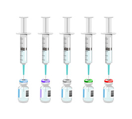 Vector image of vaccine syringes and vials