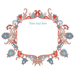Vintage vector abstract flower frame with text place