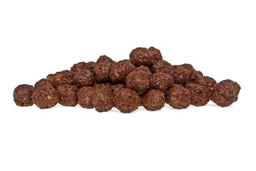 Cereal chocolate balls on white background