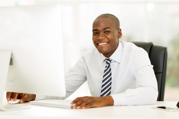 Fototapeta na wymiar african american business executive using computer
